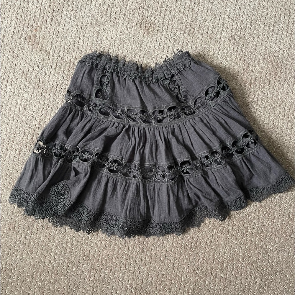 Vici Grey Eyelet Skirt